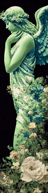 Free angel bookmark featuring another green statue of an angel